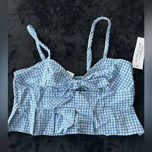 Kirious Blue Gingham Crop Top